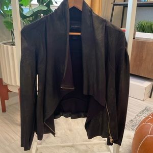 Zara Sz Small Textured Suede Motorcycle Jacket